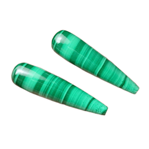 Pareja de Gemas Cabujón de Malaquita Natural Lisa en Forma de Gota para la Fabricación de Pendientes y Collares, Piedra de Nacimiento de Abril, 9x30mm, Gota a Gota - Product Image 2