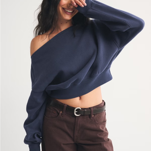 LEDUO สินค้ามาใหม่ เสื้อสเวตเชิ้ตผู้หญิง แขนยาว ผ้าฝ้าย 100% ทรงหลวม สไตล์ครอป - Product Image 3