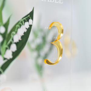 Incantevoli incisioni floreali giglio della <span class=keywords><strong>valle</strong></span> della tavola nuziale numero Set acrilico chiaro con basamento centrotavola <span class=keywords><strong>segni</strong></span> di decorazione - Product Image 4