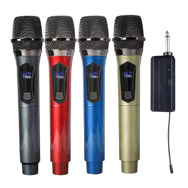 Karaoke Microphone Outdoor Portable VHF UHF Dynamic Microfone Sem Fio Handheld Wireless Red Mic for Singing Church Android TV
