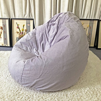 Silla de PUF de piel sintética suave de estilo moderno, sofá perezoso de espuma triturada gigante para sala de estar, funda sencilla, sofás de PUF de diseño moderno