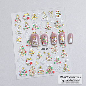 Autocollants pour ongles en strass motif sapin de Noël, couronne ronde en relief, flocon de neige, autocollants adhésifs DIY pour ongles, vente en gros - Product Image 4