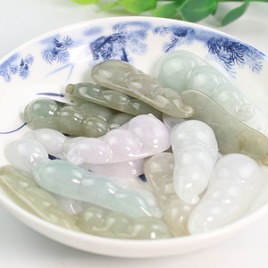 Pendentif Haricot Porte-Bonheur en Jade Féerique, Pierre Naturelle Verte et Blanche, Forme Végétale, Unisexe, Usage Quotidien, Origine Hangzhou DZFCCFD - Product Image 3
