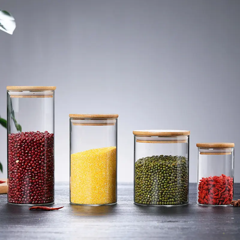 Storage Glass Jars Green Apple Quality Goods High Borosilicate Kitchen Cookie Storage Glass Jars