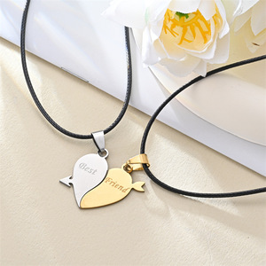 Collana con Ciondolo a Cuore Puzzle 'I Love YOU' in Acciaio Inox Modello 18, Placcata in Oro 18K, Collana dell'Amicizia <span class=keywords><strong>per</strong></span> Migliori Amici e Coppie - Product Image 6