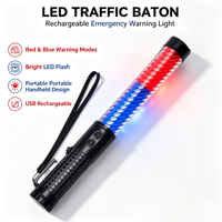 Bâton de signalisation routière multifonctionnel LED rechargeable haute intensité en PC/ABS de 30 cm pour la sécurité nocturne, la patrouille et la construction routière