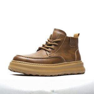 Autumn High Quality Men's Classic Leather <b>Boots</b> Height-Increasing Plus Size Men's Cowhide <b>Boots</b> Fashionable New Style - Product Image 6