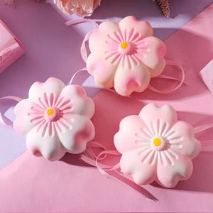 Stress-relief Rubber Cherry Blossom Squishy Tofu-shaped Slow-Rebound Ball-for Tension Release Great Holiday Gift <b>Educational</b> <b>Toy</b> - Product Image 1