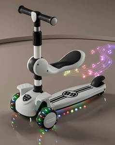 Patinete Infantil Flash Wheel con Tres <span class=keywords><strong>Ruedas</strong></span> de PU, Asiento Plegable, Altura Ajustable, Multifuncional, para Niños - Product Image 2