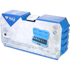 Brilliant Tools Jeu de douilles hexagonales à embouts à chocs 1/2 ", 8 pièces, 5 - 19 mm - Product Image 4