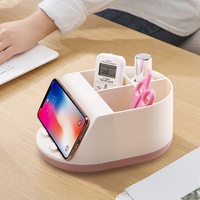 Support de charge sans fil multifonctionnel 10W tendance avec 2 ports USB et boîte de rangement de bureau pour accessoires d'appareil photo et de téléphone