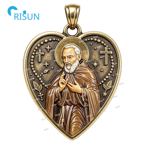 Collier pendentif religieux Saint Père <span class=keywords><strong>Pio</strong></span> Pietrelecina, silhouette de <span class=keywords><strong>Pio</strong></span>, médaille catholique italienne, médaille personnalisée Père <span class=keywords><strong>Pio</strong></span> - Product Image 5