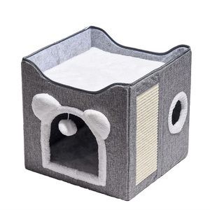 Cuccia di Lusso a Due Piani per Gatti, Pieghevole e Staccabile, in Peluche, Accogliente Cuccia per Gatti da Interno, Casetta per Animali Domestici per <span class=keywords><strong>Casa</strong></span>, per Più Gatti - Product Image 6