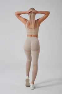 מכנסי יוגה ללא תפרים מותניים גבוהים חותלות לנשימה אימון כושר הדוק לרגלי נשים אימון כושר