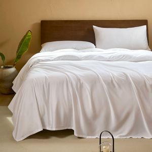 Housse de couette Queen, 100% Ensemble de housse de couette rafraîchissante en bambou organique, ultra douce, 1 housse de couette et 2 taies d'oreiller, 90 "x 90", blanc - Product Image 1