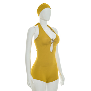 Viviblook D26ST195 Women Summer <b>Set</b> <b>Sexy</b> Sleeveless Solid Color Halter Tank Top Tight Shorts Two Piece <b>Set</b> With Headband - Product Image 2