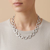 Collar de Eslabones Cuadrados en Tono Plateado Personalizado, Cadena con Acabado Liso para Mayoristas