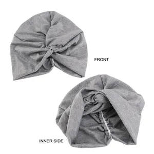 Bohemian Solid African Bonnet Cotton Cross Twist Knotted Cap Turban Hair Bonnet Hijab Muslim Hat Women