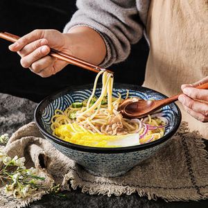 Japanese Retro Ceramic Ramen Bowl <b>Large</b> Soup Bowl Beef Noodle Bowl for Restaurant Commercial Household - Product Image 3