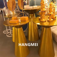 Tabouret de bar en acier inoxydable doré avec miroir en verre pour la décoration d'événements de mariage