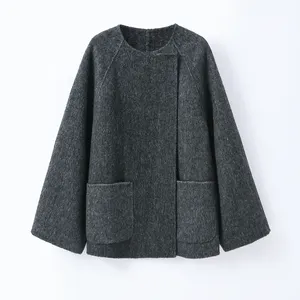 Jaket wol dua sisi untuk wanita, mantel pakaian musim dingin bahan wol dua sisi kualitas tinggi, desain modis untuk wanita