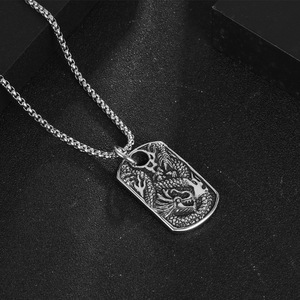 Pendentif Dragon de style chinois en acier inoxydable, collier du zodiaque animalier, cadeau de mode pour hommes SP951 - Product Image 2