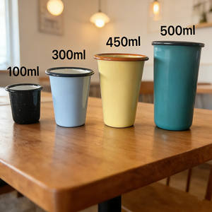 Mug isotherme en émail empilable en forme de V de 10 oz, motif marbré bleu personnalisé, effet tourbillon <span class=keywords><strong>granité</strong></span>, sans anse, pour bière, café, lait - Product Image 4