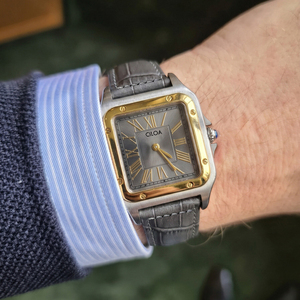 Montre à quartz CILOA 3Square Dial avec bracelet en cuir bicolore, chiffres romains, style business décontracté - Product Image 3