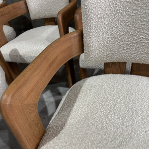Fauteuil <span class=keywords><strong>de</strong></span> salle à manger Rhoohill personnalisé, style moderne américain, en bois massif, chêne blanc avec tissu bouclé, chaises <span class=keywords><strong>de</strong></span> <span class=keywords><strong>restaurant</strong></span> - Product Image 4