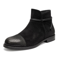 Bottes montantes de luxe pour hommes en cuir véritable et daim, à lacets, avec support de voûte plantaire Goodyear, classiques, décontractées, confortables pour l'hiver et l'automne