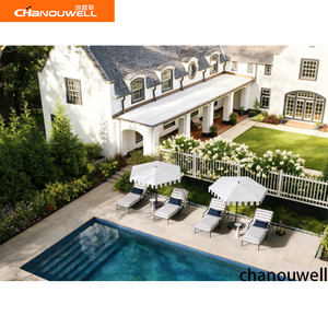 Collezione di Chaise Longue Moderne in Alluminio per Esterni, Struttura in Metallo Resistente alle Intemperie con Cuscino a Righe, Sdraio <span class=keywords><strong>da</strong></span> Patio Antiruggine - Product Image 3