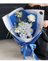 Papier d'emballage floral argenté scintillant, esthétique haut de gamme, matériau d'emballage pour bouquets, pour la création de compositions florales faites main