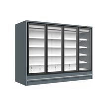 Réfrigérateur vertical à porte vitrée 4 panneaux, type split, pour boissons, fruits frais, légumes, produits laitiers et articles de boulangerie