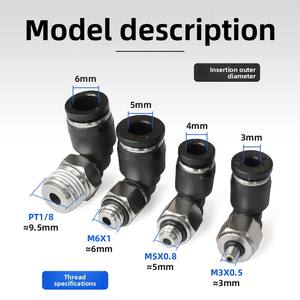 Conector Neumático Rápido de <span class=keywords><strong>Pl</strong></span>ástico con Codo Roscado de 90 Grados <span class=keywords><strong>PL</strong></span>, Accesorios de Circuito de Alta Presión 4/6/8-02 - Product Image 5