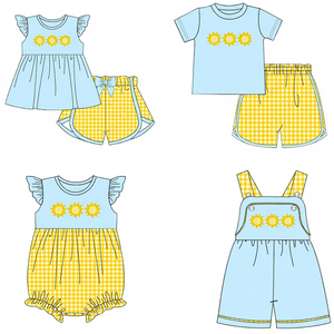 Puresun abbigliamento per bambini smocked sei sole nodo francese ricamo ragazza vestiti estivi all'ingrosso per ragazze abbigliamento boutique - Product Image 1