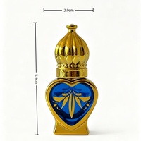 Flacon de parfum en verre en forme de cœur de 5 ml avec motif feuille d'or, bouchon à vis, emballé en carton, applicateur à bille pour vaporisation, mini flacon rechargeable