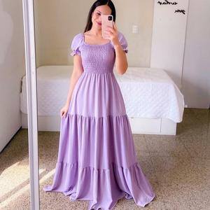 Summer and Fashion Women's High Waist Elegant Short Sleeve Long <strong>Dress</strong> - Product Image 4
