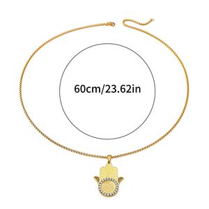 Collar de Moda Religiosa Musulmana Árabe con Colgante de Acero Inoxidable con Diseño de Ayatul Kursi, <span class=keywords><strong>Palma</strong></span> y Zirconia, para Eid - Product Image 6