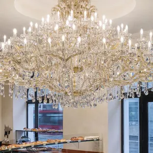 Europese Elegante Gouden Kaars Kroonluchter Grote Custom Hotel Viall Lobby Opknoping Luxe Hanglamp