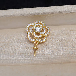 Pendentif en argent S925 fait main, support d'accessoires DIY avec motif rose et tête, support vide pour 10-15 perles, apprêts de bijouterie 4431 - Product Image 3