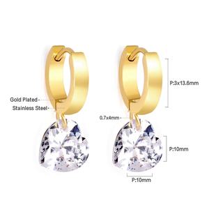Pendientes de Aro de Zirconia de Alta Calidad, Diseño Simple, Chapado en Oro de 18k, para Mujer - Product Image 2