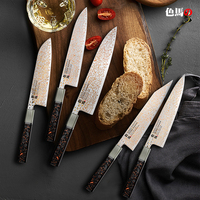 Konoll ensemble de couteaux de cuisine en acier damas coloré noyau de VG-10 japonais corne de buffle et poignée de luxe en résine