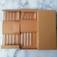 Ensemble de pailles en verre borosilicate de haute qualité avec brosses de nettoyage, emballage personnalisé en papier kraft