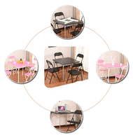 5pcs Noir Carré Pliant Pont Carte Table Et Chaises Ensemble Maison Meubles D'intérieur