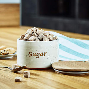 Pintado a mano cerámica decoración almacenamiento hermético tarros para café té con azúcar personalizado tapa de Bambú - Product Image 3