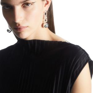 Nouveau produit Haut plissé personnalisé de haute qualité Haut à la mode sans manches <span class=keywords><strong>col</strong></span> <span class=keywords><strong>bateau</strong></span> haut pour femme - Product Image 3