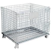 Cages en acier robustes empilables pour entrepôt, cages rigides en maille, cages pliables, palettes métalliques, conteneurs en fil métallique