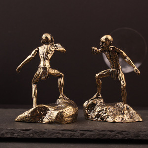 Elder Figure Art Sculpture Brass 2Pcs Tabletop Home <b>Decor</b> Study Bookshelf Desktop Ornament - Product Image 2