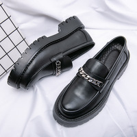 Mocassins décontractés pour hommes en cuir microfibre style britannique à semelle épaisse, respirants, à enfiler, pour les journées décontractées, tendance, pour le commerce transfrontalier