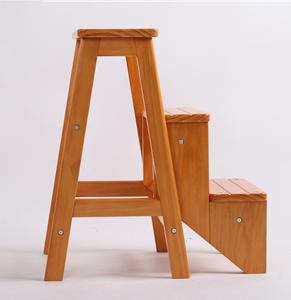 Tabouret à 3 niveaux en <span class=keywords><strong>bois</strong></span> massif, échelle pliante en <span class=keywords><strong>bois</strong></span>, siège d'établi, chaise de cuisine, chaise d'escalier avec 3 marches - Product Image 2